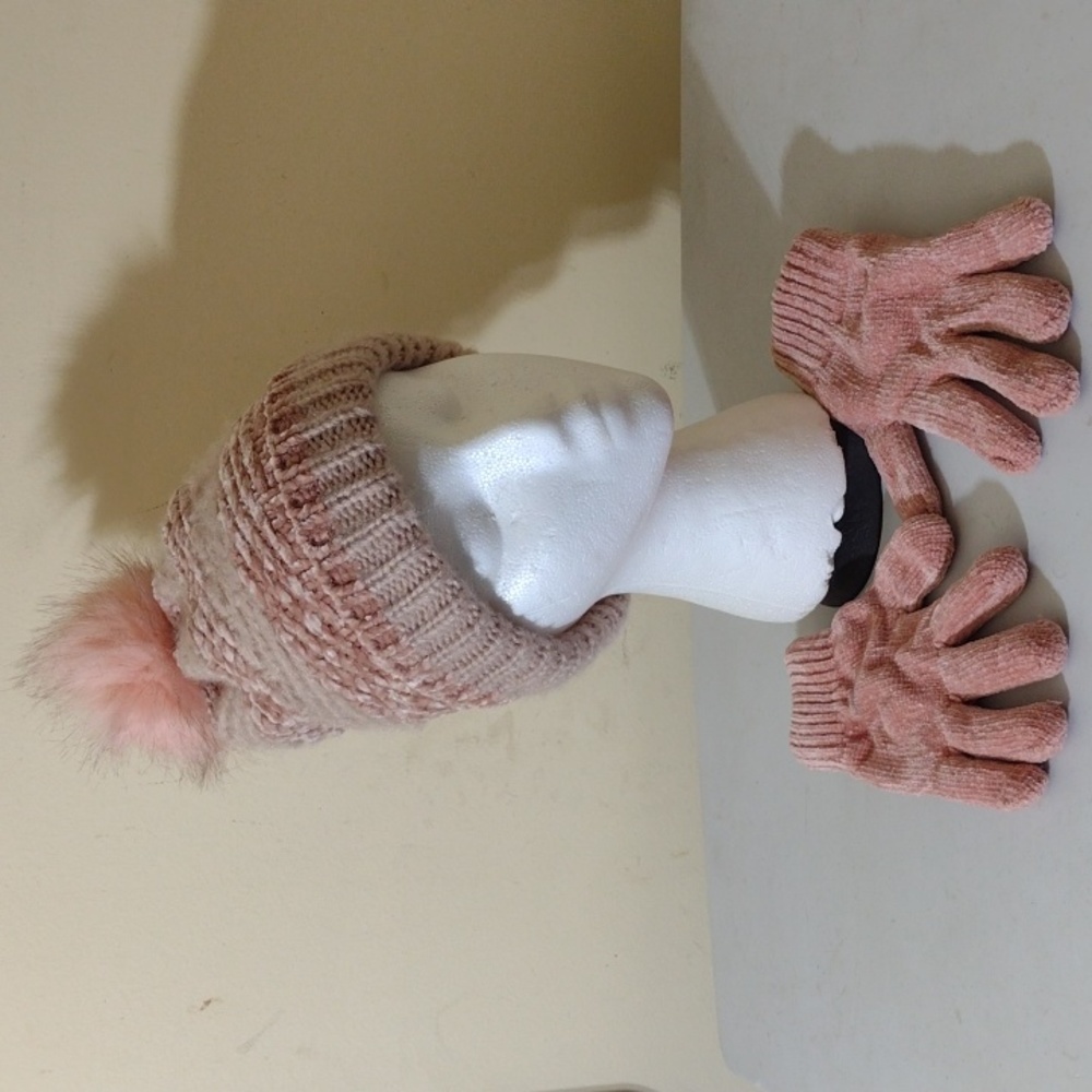 NWOT Pink Hat and Gloves Set